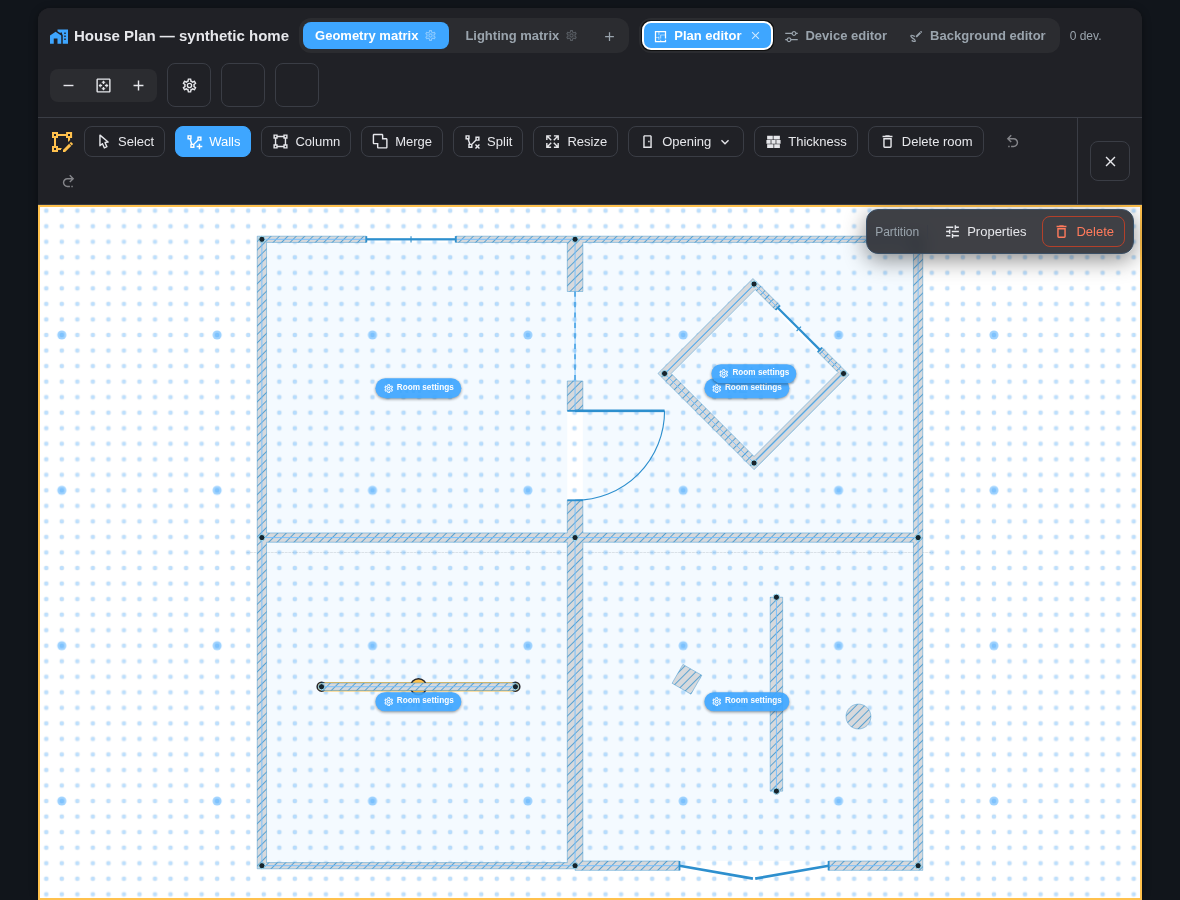 A selected partition and the Plan context tray