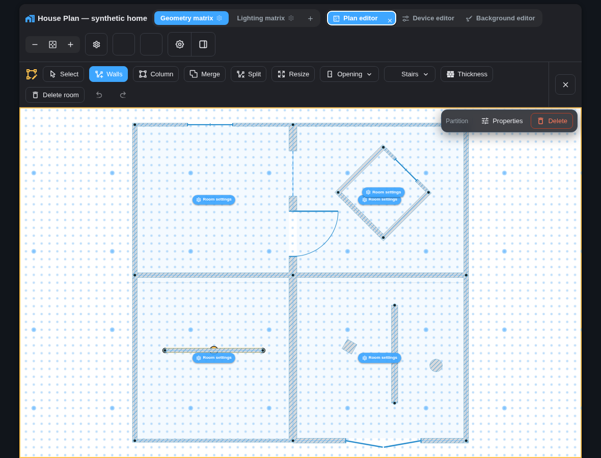 A selected partition and the Plan context tray