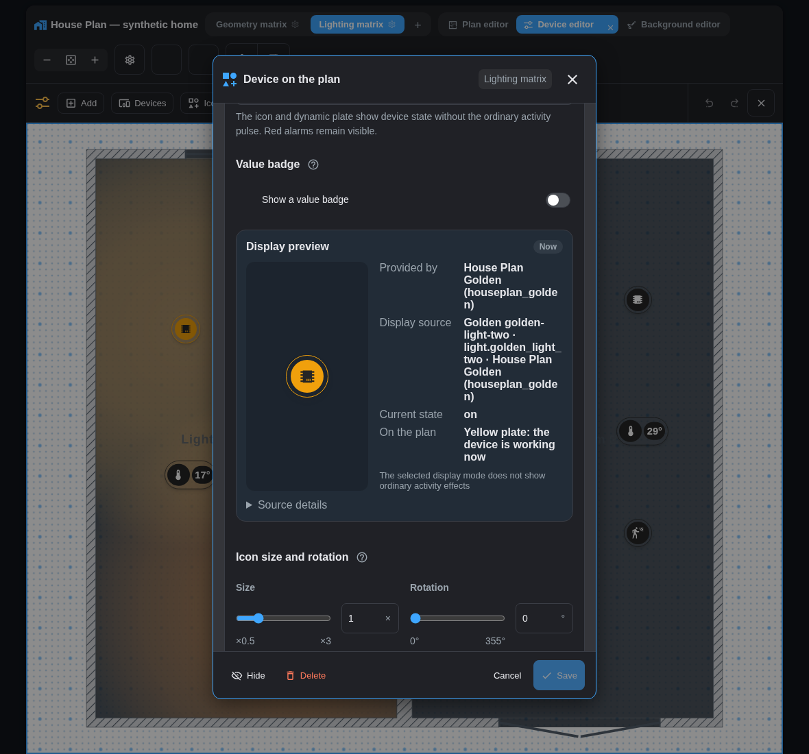 Live presentation preview for the same device