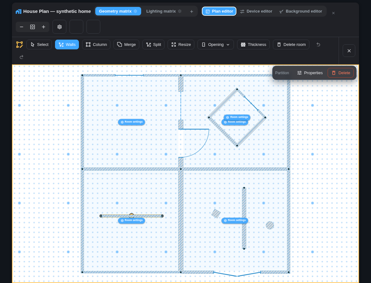 A selected partition and the Plan context tray