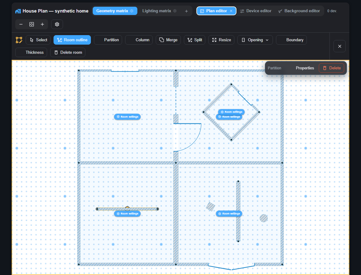 A selected partition and the Plan context tray