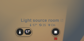 Room card with temperature, LQI and light state