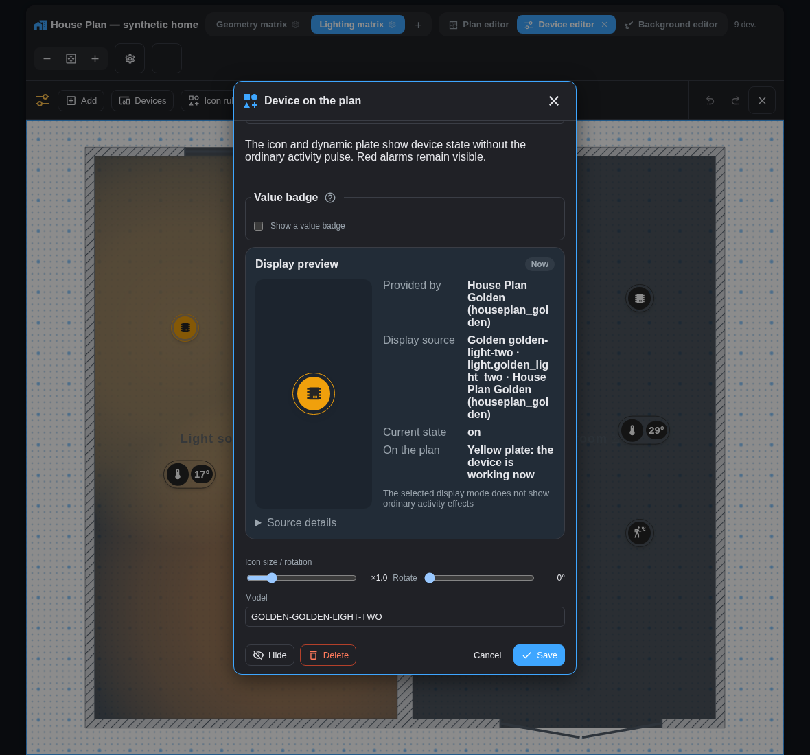 Live presentation preview for the same device