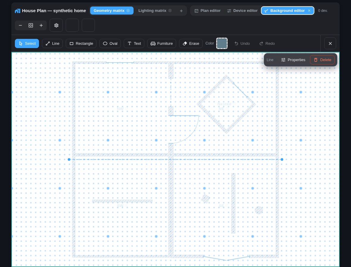 Selected line in the Background editor