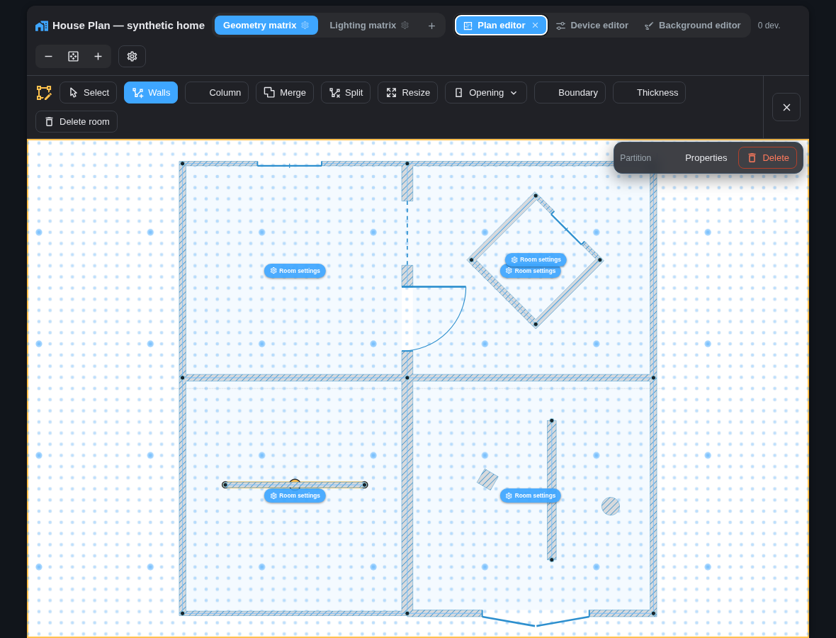 A selected partition and the Plan context tray