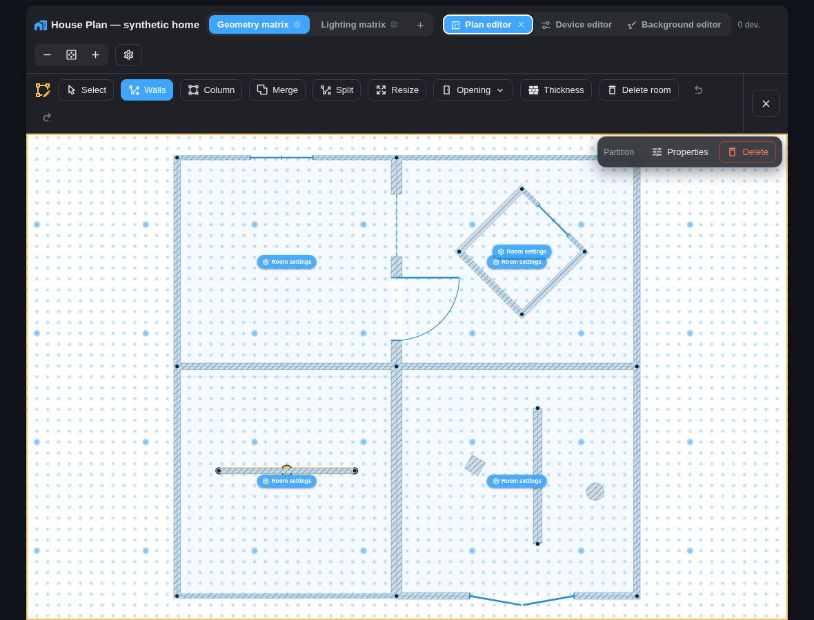 A selected partition and the Plan context tray