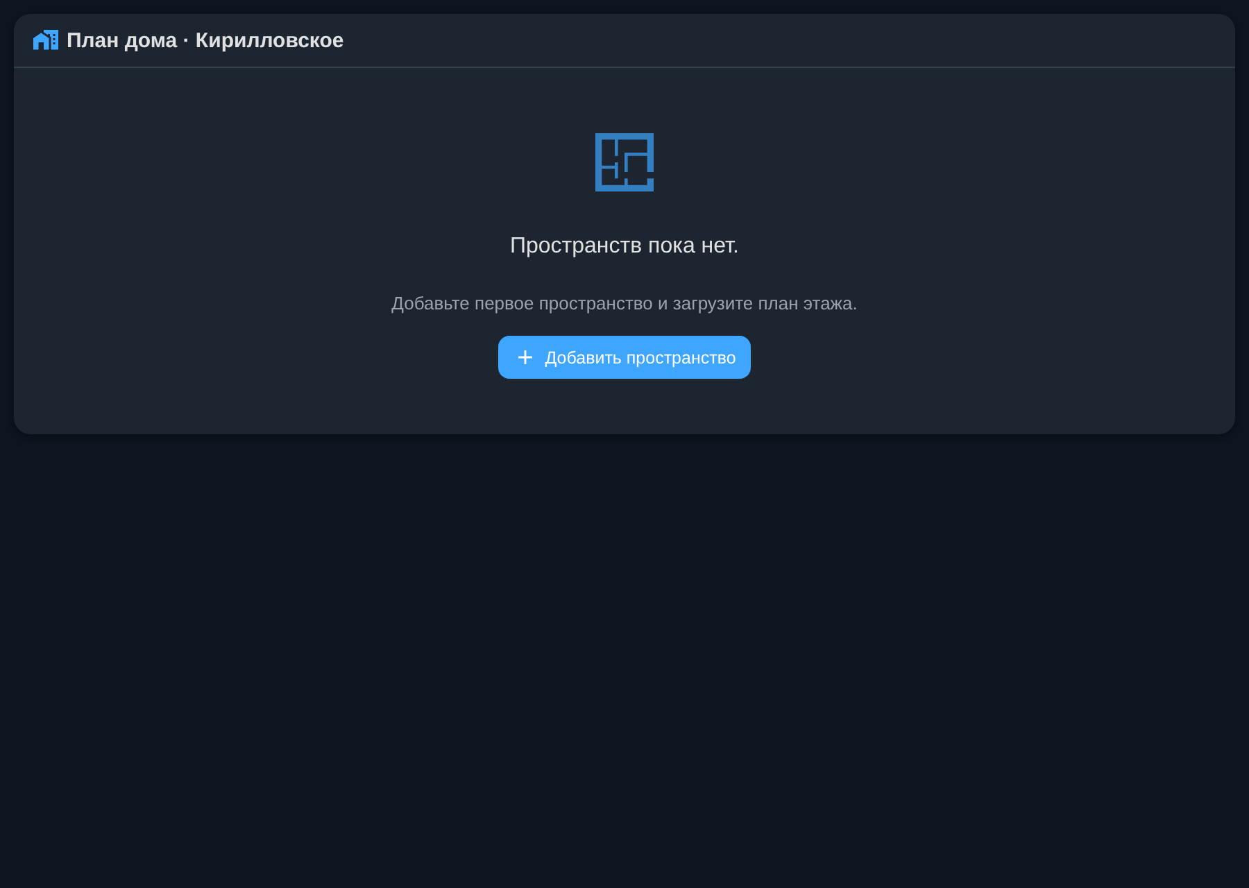 Пустой план — предложение добавить пространство