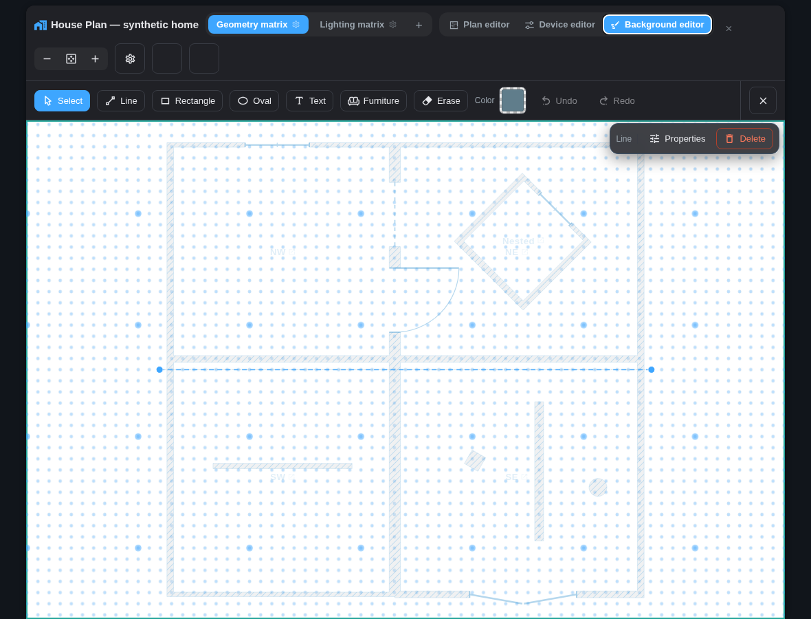 Selected line in the Background editor