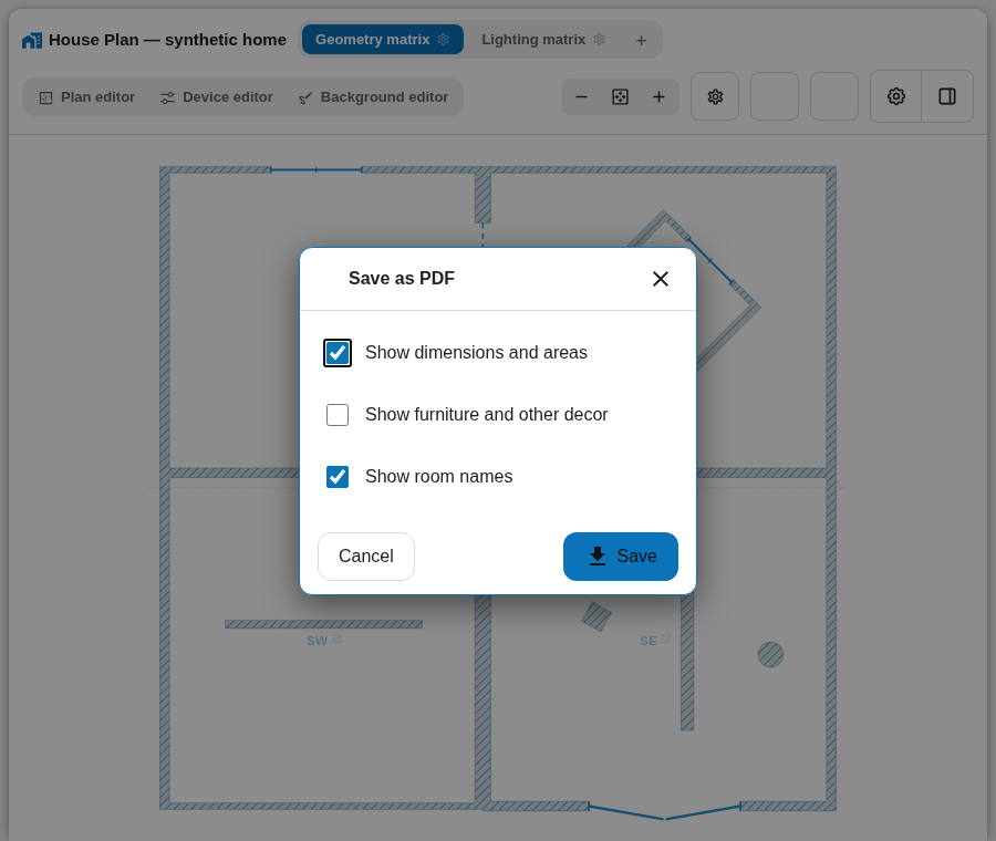 PDF export options